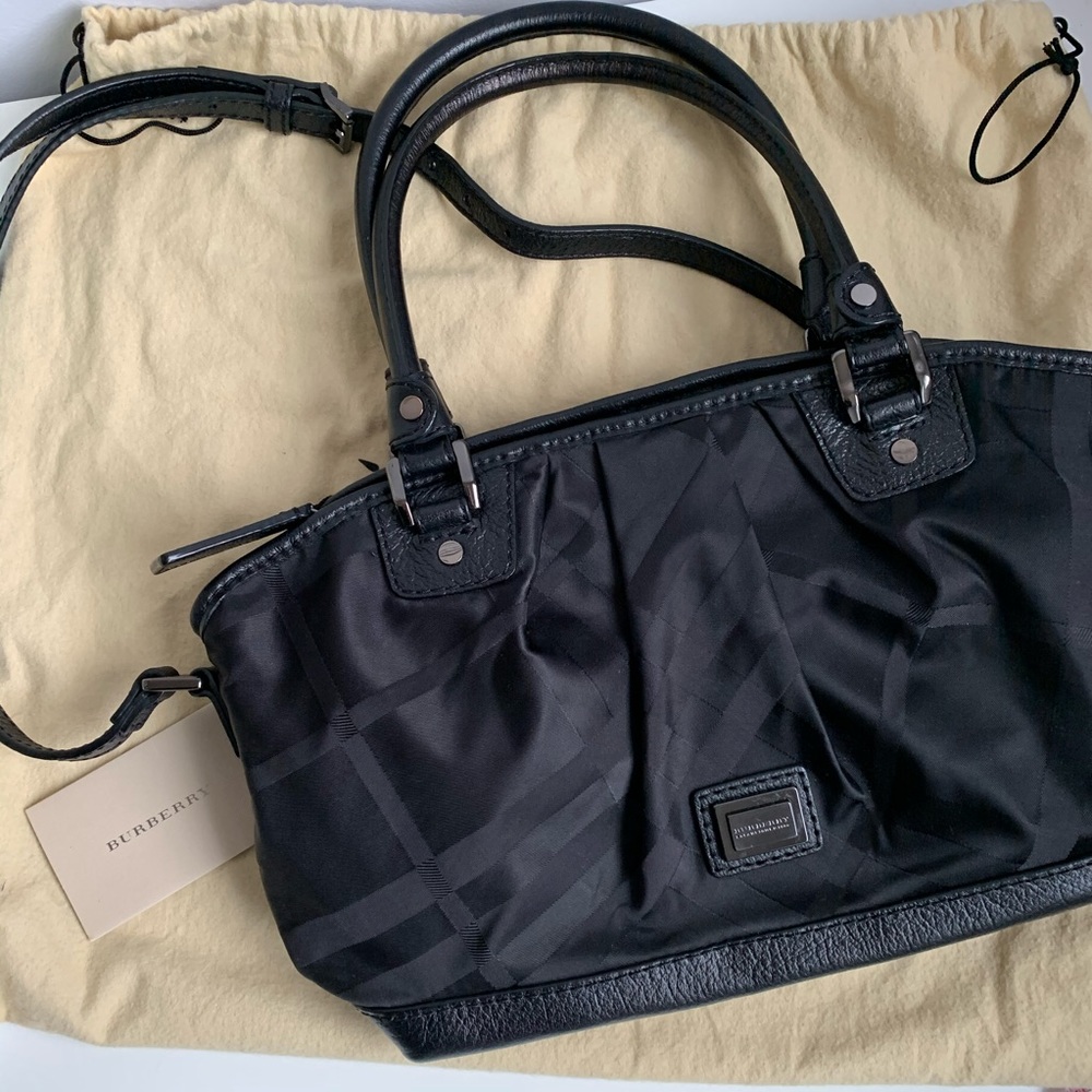 Burberry Nylon Handbag/Crossbody With Leather Trim